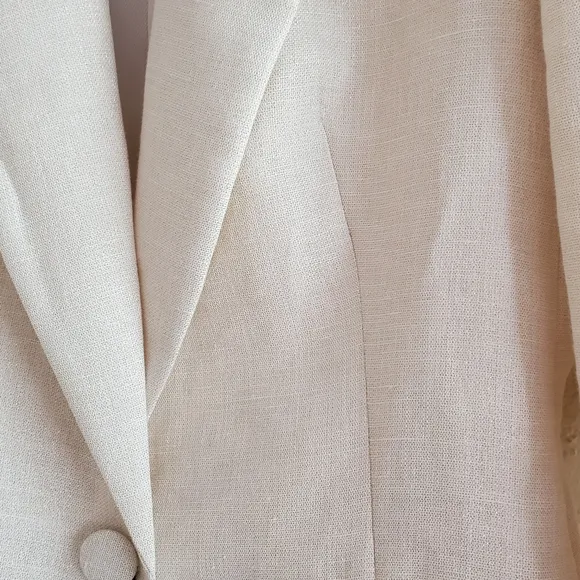 NEW Zara Metallic Thread Long Blazer Dress Cream