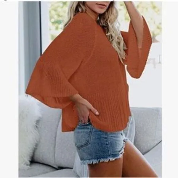 NEW Bell Sleeves Loose Knitted Sweater Top