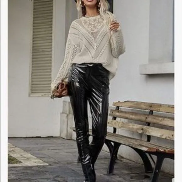 NEW Lace Splice Pullover Sweater Top