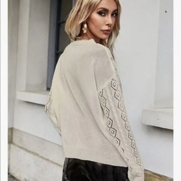 NEW Lace Splice Pullover Sweater Top