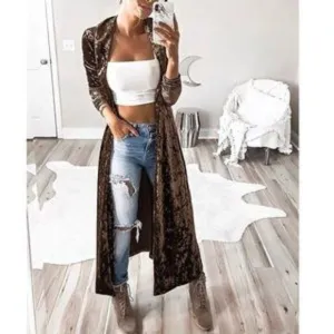 NEW Long Velvet Maxi Cardigan
