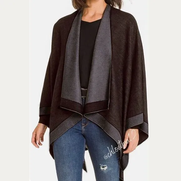 New Luxe Reversible Wrap Shawl Poncho Cardigan