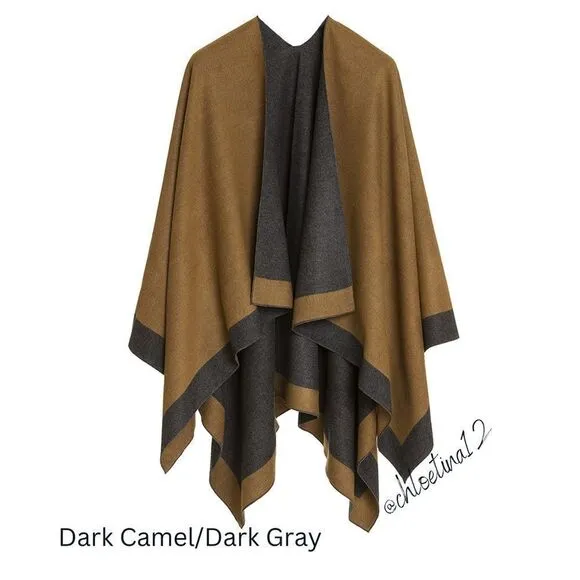 New Luxe Reversible Wrap Shawl Poncho Cardigan