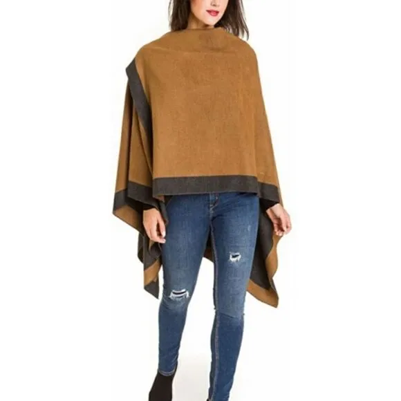 New Luxe Reversible Wrap Shawl Poncho Cardigan