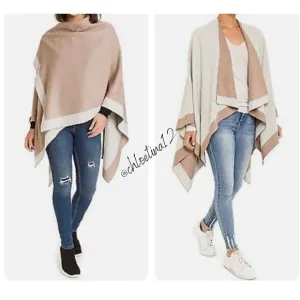 New Luxe Reversible Wrap Shawl Poncho Cardigan