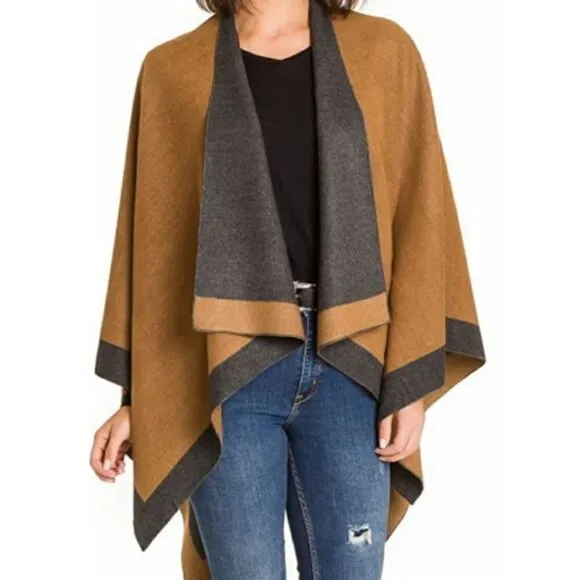 New Luxe Reversible Wrap Shawl Poncho Cardigan