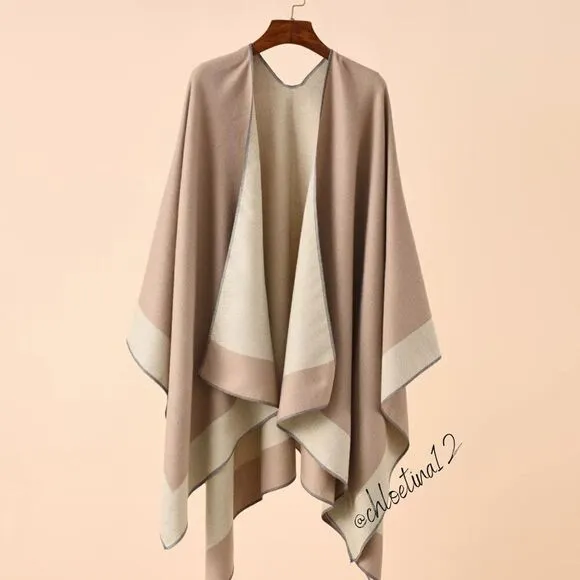 New Luxe Reversible Wrap Shawl Poncho Cardigan
