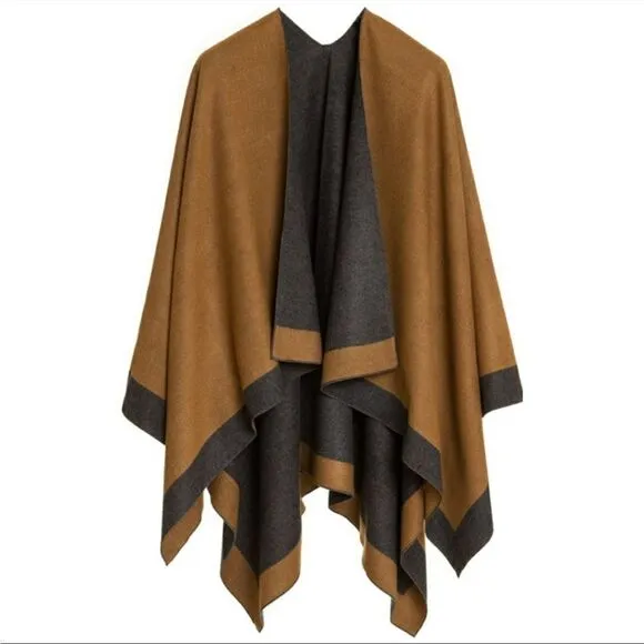 New Luxe Reversible Wrap Shawl Poncho Cardigan