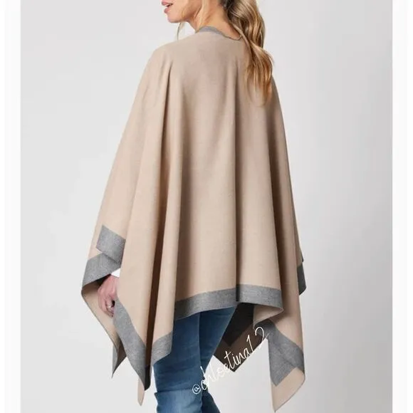 New Luxe Reversible Wrap Shawl Poncho Cardigan