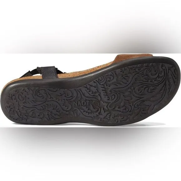 NEW NAOT Sabrina Flat Sandals Elegant Antique Brown Suede Black Leather EU 38
