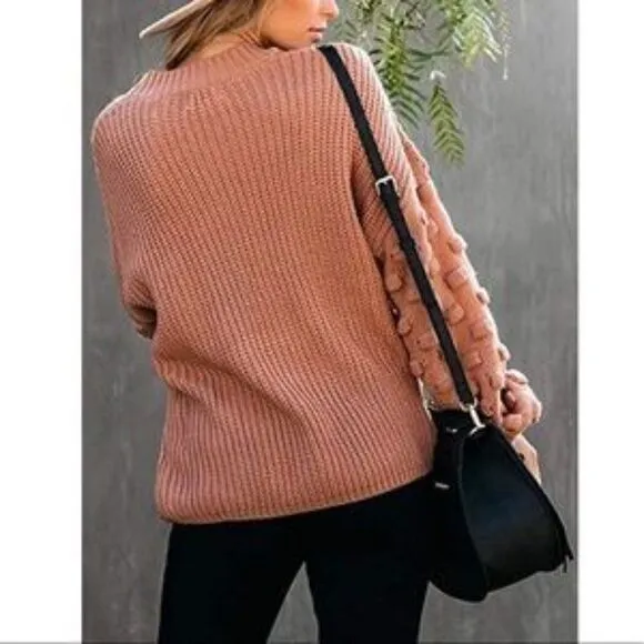 New Oversized Cluster Puff Sleeves Sweater