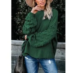 New Oversized Cluster Puff Sleeves Sweater