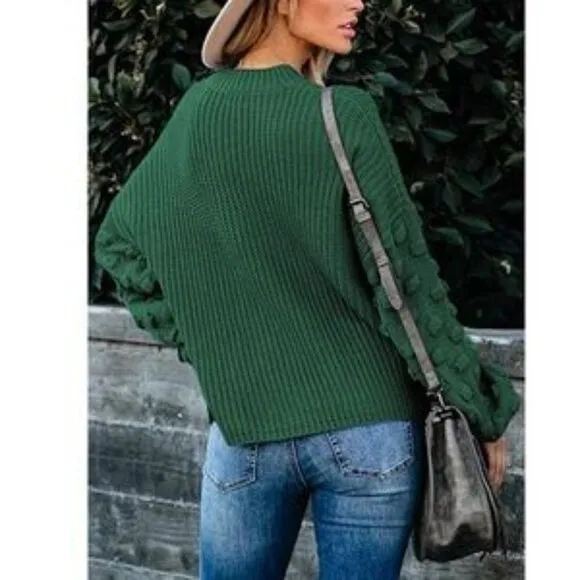 New Oversized Cluster Puff Sleeves Sweater