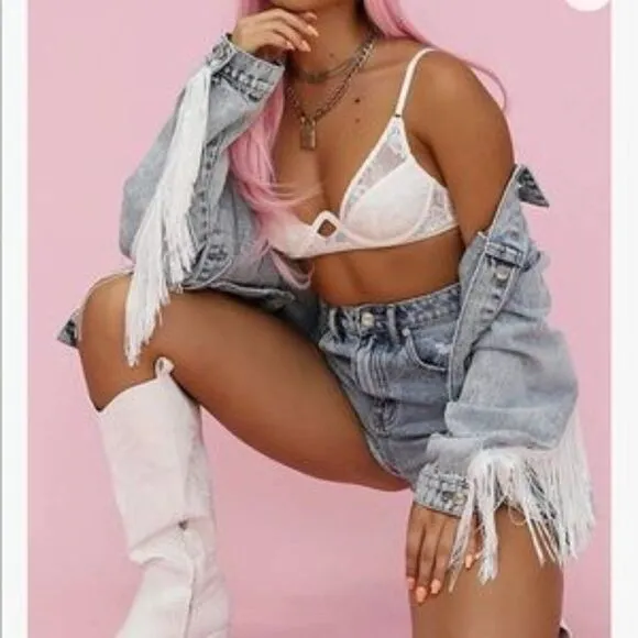 New Oversized Denim Jacket With Fringes