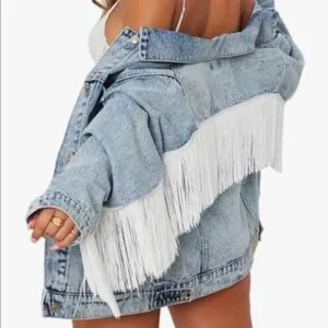 New Oversized Denim Jacket With Fringes