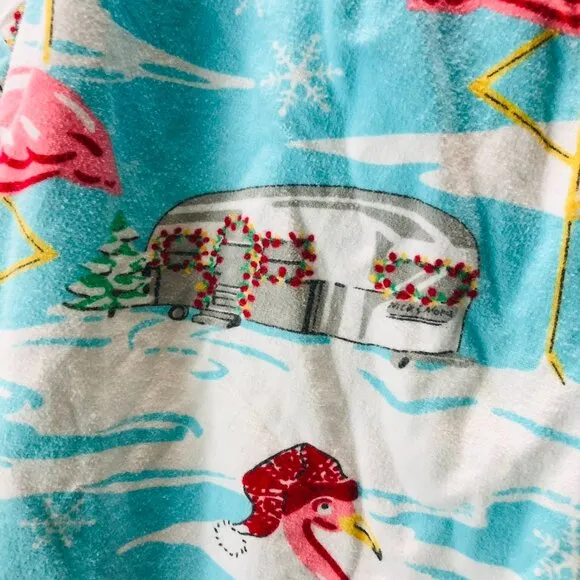NICK &amp; NORA FLANNEL PAJAMAS ● AQUA FLAMINGO AIRSTREAM CAMPER ● S SMALL
