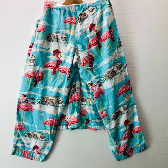 NICK &amp; NORA FLANNEL PAJAMAS ● AQUA FLAMINGO AIRSTREAM CAMPER ● S SMALL