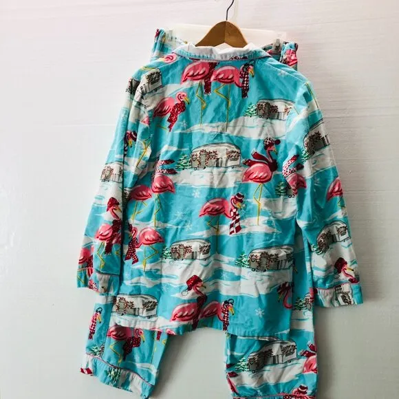 NICK &amp; NORA FLANNEL PAJAMAS ● AQUA FLAMINGO AIRSTREAM CAMPER ● S SMALL