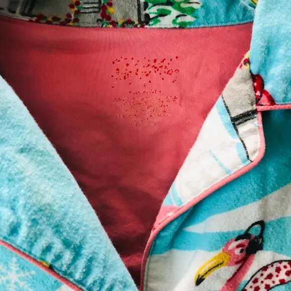NICK &amp; NORA FLANNEL PAJAMAS ● AQUA FLAMINGO AIRSTREAM CAMPER ● S SMALL