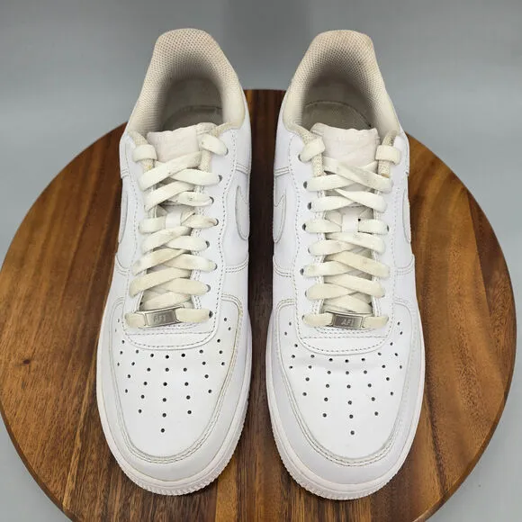 Nike Air Force 1 07 Shoes Men's 9.5 White Leather Athletic Lace Up Sneakers