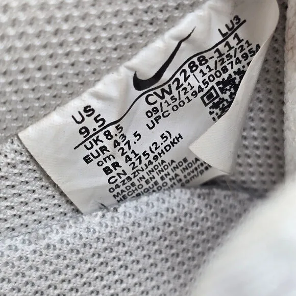 Nike Air Force 1 07 Shoes Men's 9.5 White Leather Athletic Lace Up Sneakers