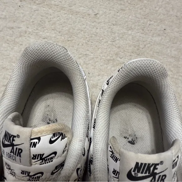 Nike Air Force 1 Low QS '07 Shoes All Over Logo White Men's Size 7 AH8462-100
