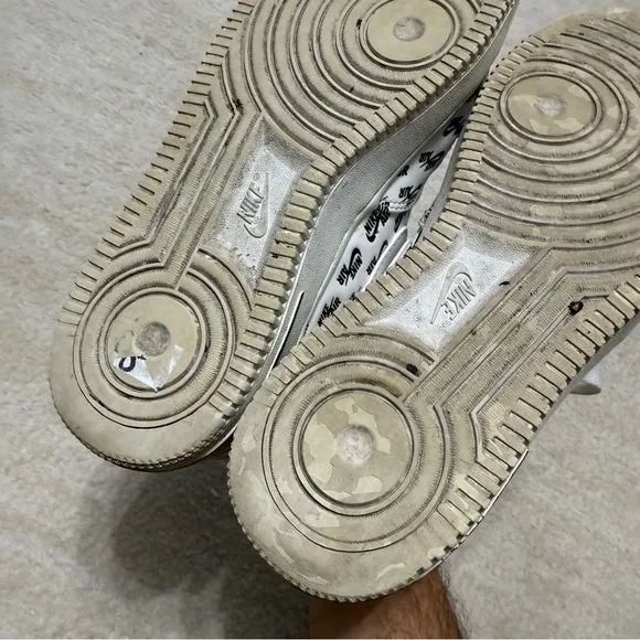 Nike Air Force 1 Low QS '07 Shoes All Over Logo White Men's Size 7 AH8462-100