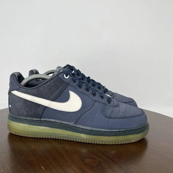 Nike Air Force 1 Shoes Men's Size 8 Blue Leather Low Max Air Sneakers 532252-410