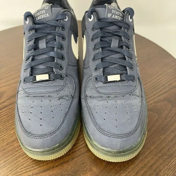 Nike Air Force 1 Shoes Men's Size 8 Blue Leather Low Max Air Sneakers 532252-410