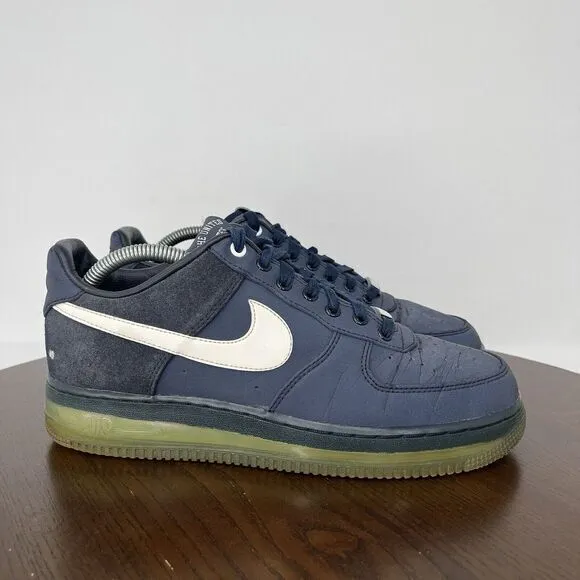 Nike Air Force 1 Shoes Men's Size 8 Blue Leather Low Max Air Sneakers 532252-410