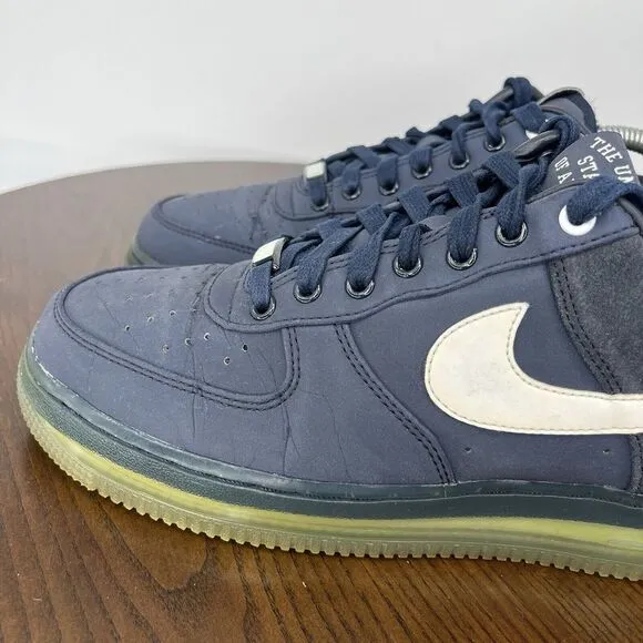 Nike Air Force 1 Shoes Men's Size 8 Blue Leather Low Max Air Sneakers 532252-410
