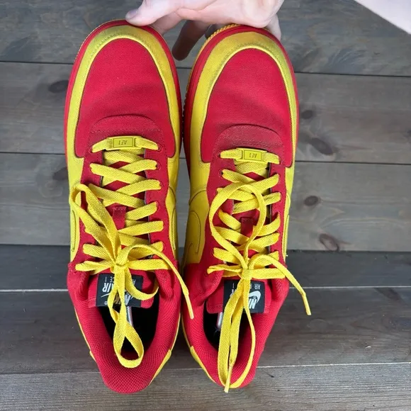 Nike Air Force one mens size 12.5 shoes red yellow low top comfort sneakers