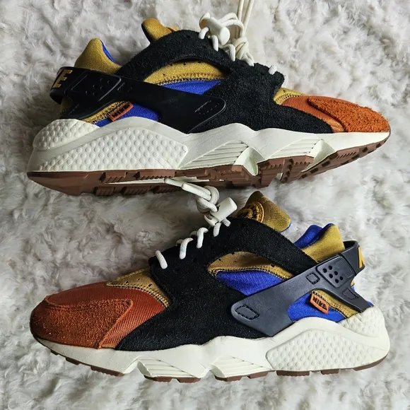 Nike Air Huarache Women's Running Shoe, ACG, Campfire Orange, Blue, Gold, Size 9