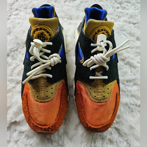 Nike Air Huarache Women's Running Shoe, ACG, Campfire Orange, Blue, Gold, Size 9