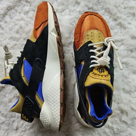 Nike Air Huarache Women's Running Shoe, ACG, Campfire Orange, Blue, Gold, Size 9