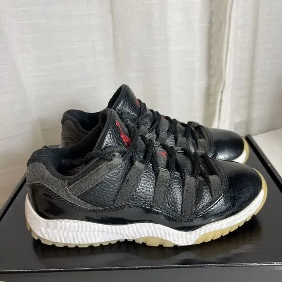 Nike Air Jordan 11 Retro Low 72-10 Shoes Black PS Size 1Y 505835-001 Shoes GUC!