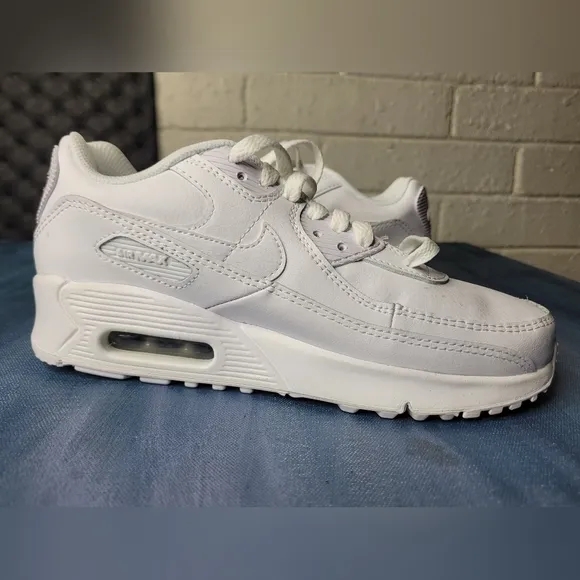 Nike Air Max 90 LTR Triple White GS Size 5y New