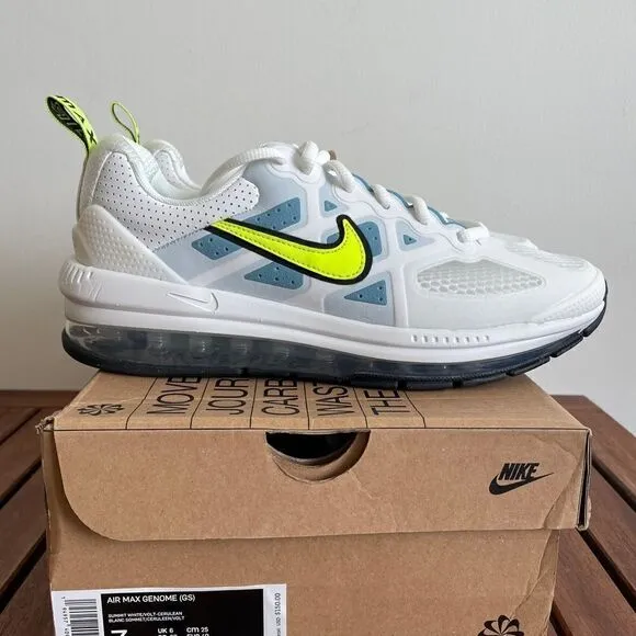 Nike Air Max Genome(GS) WHITE BLUE YELLOW Women 8.5/Big Kid 7Y(CZ4652-101)