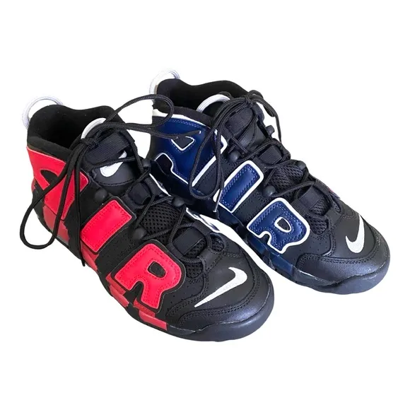 Nike Air More Uptempo Shoes 7 Youth Athletic Boys Basketball Black Red Blue New