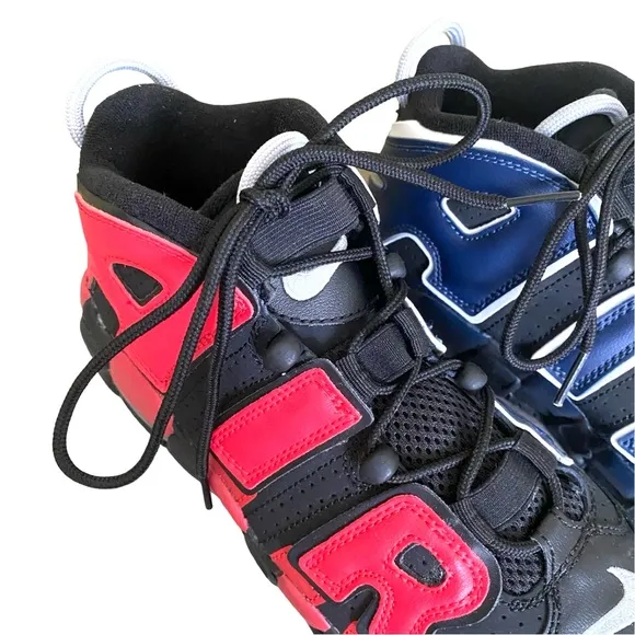 Nike Air More Uptempo Shoes 7 Youth Athletic Boys Basketball Black Red Blue New