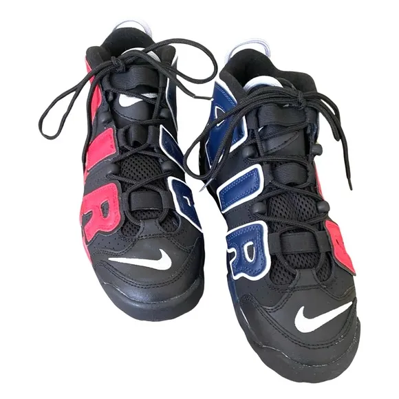 Nike Air More Uptempo Shoes 7 Youth Athletic Boys Basketball Black Red Blue New