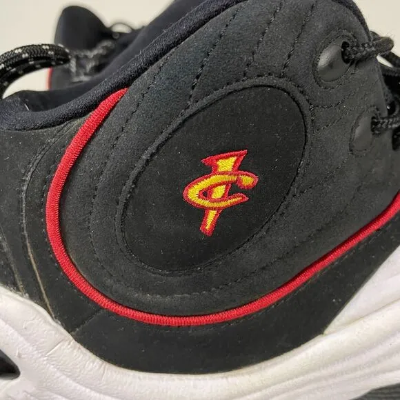 Nike Air Penny 2 Basketball Shoes Mens 11 Black Red Miami Heat 2015