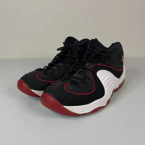 Nike Air Penny 2 Basketball Shoes Mens 11 Black Red Miami Heat 2015