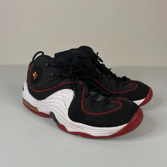 Nike Air Penny 2 Basketball Shoes Mens 11 Black Red Miami Heat 2015