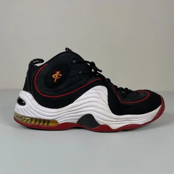 Nike Air Penny 2 Basketball Shoes Mens 11 Black Red Miami Heat 2015