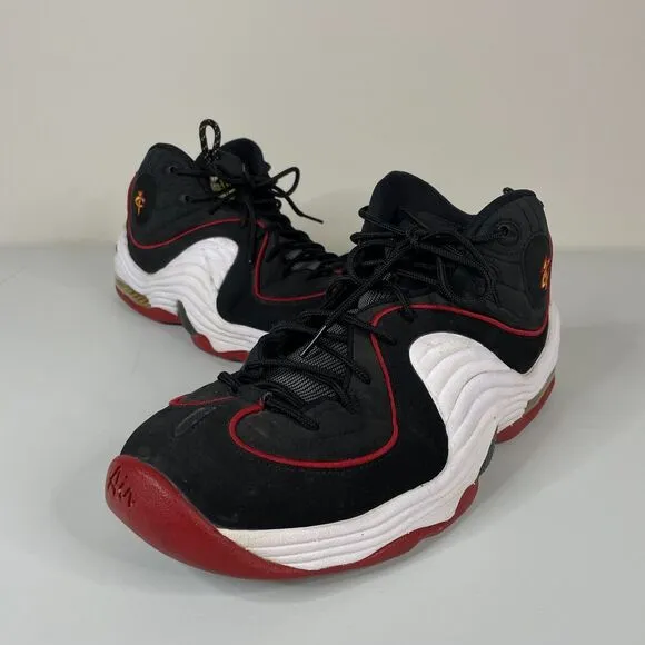 Nike Air Penny 2 Basketball Shoes Mens 11 Black Red Miami Heat 2015