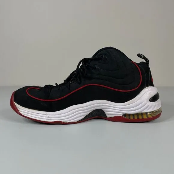 Nike Air Penny 2 Basketball Shoes Mens 11 Black Red Miami Heat 2015