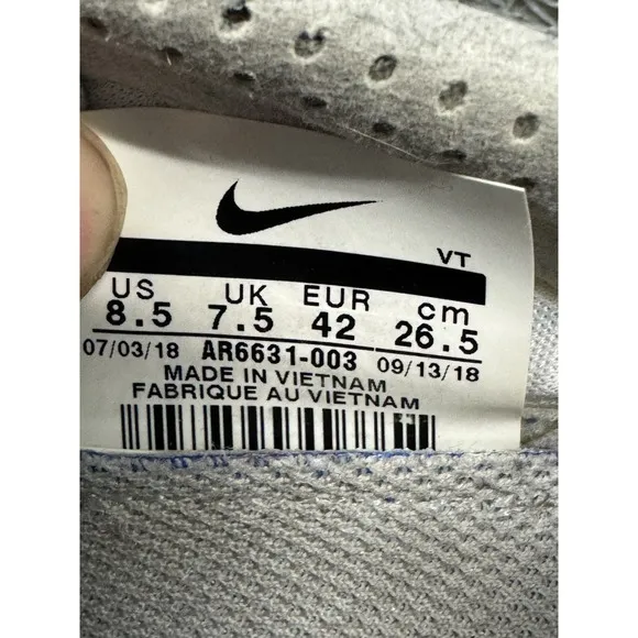 Nike Air VaporMax 2019 Pure Platinum Team Mens Size 8.5 Athletic Shoes Sneakers