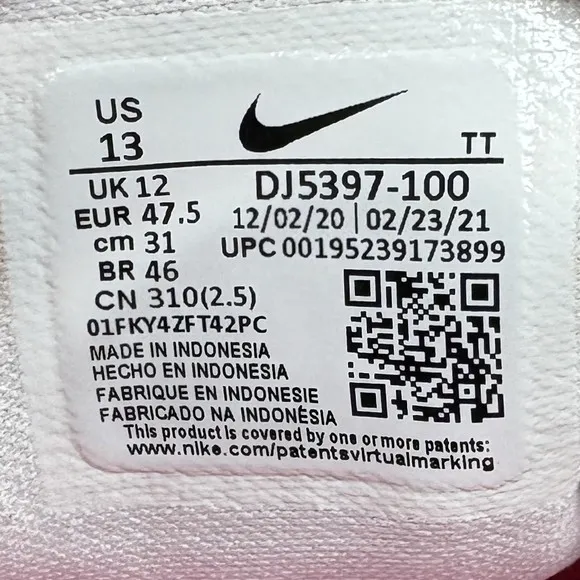 Nike Air Zoom Pegasus 38 White Pink Mens US Size 13 DJ5397-100 Running Shoes