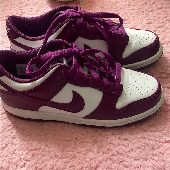 Nike big kids Purple and White dunks